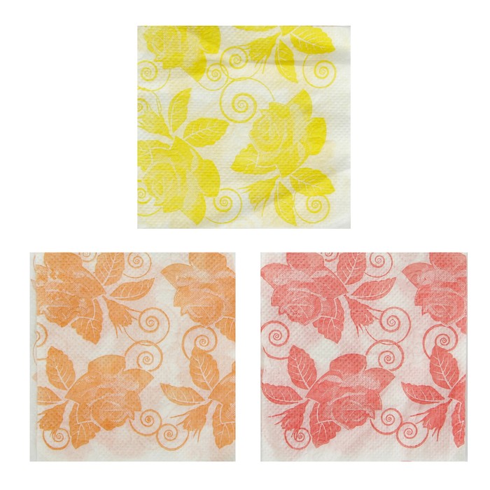 Салфетка рисунок, роза, 24х24, 50 листов