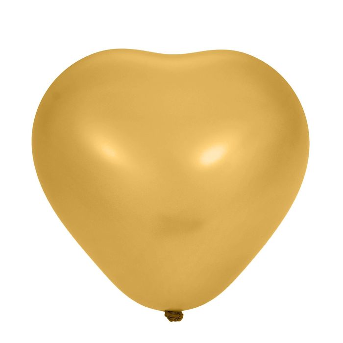 Шар латексный Сердце 16" Металл Золотое 25 шт. G