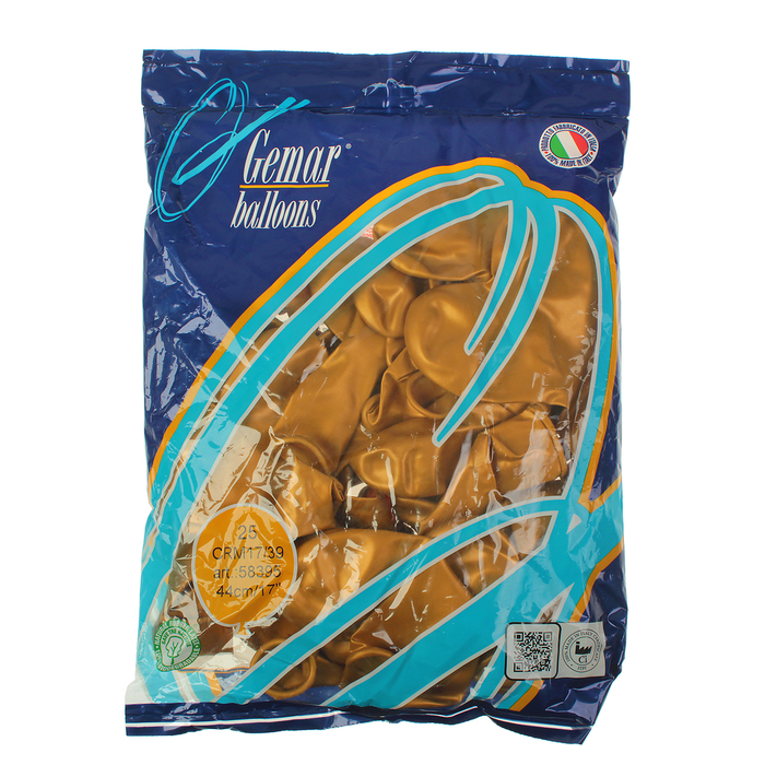 Шар латексный Сердце 16" Металл Золотое 25 шт. G