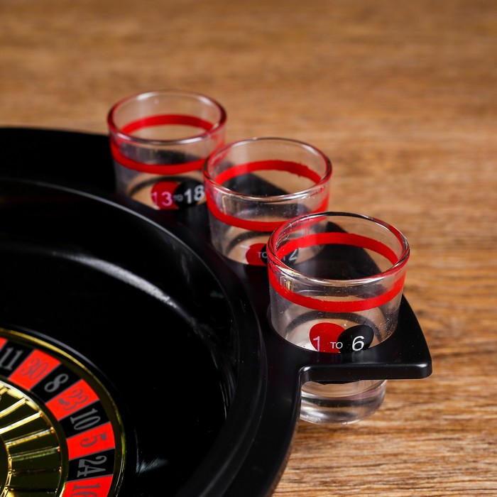 Пьяная игра "Алко-Вегас", рулетка черная d=30 см, 6 стопок, микс