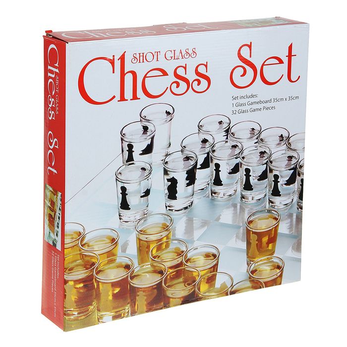 Игра "Пьяные шахматы", 32 рюмки, поле 35х35 см