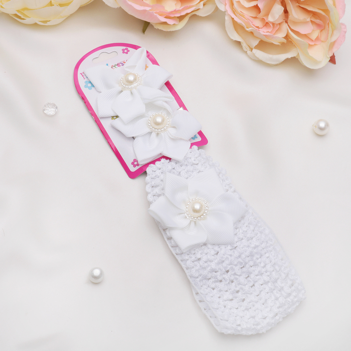 Набор для волос "Штейн" (1 повязка, 2 зажима) белая ромашка