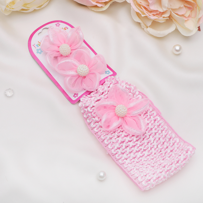 Набор для волос "Штейн" (1 повязка, 2 зажима) розовая ромашка