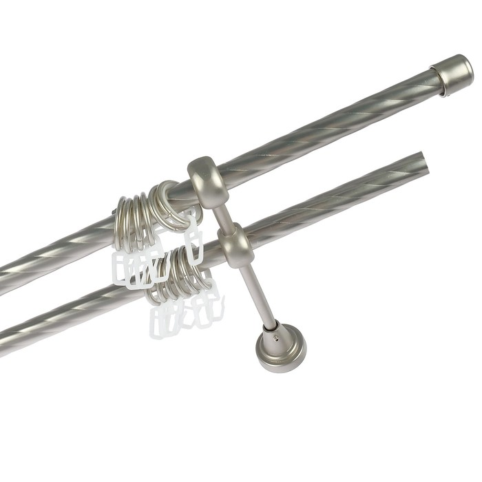 Карниз двухрядный 180 см, витой "Левша" d=1,6 см, цвет сатин