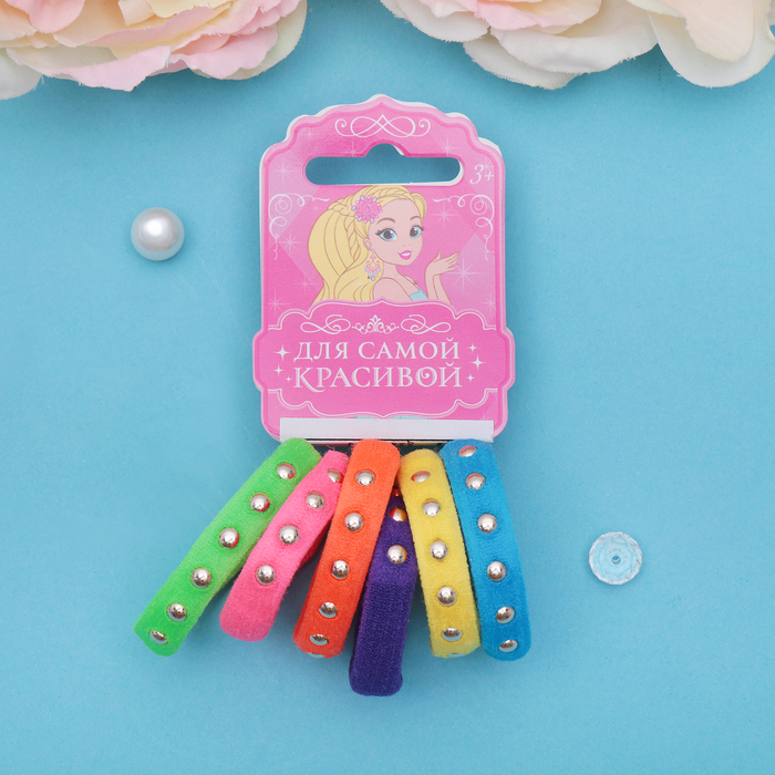 Резинка для волос "Стразинка" (набор 6 шт) капля