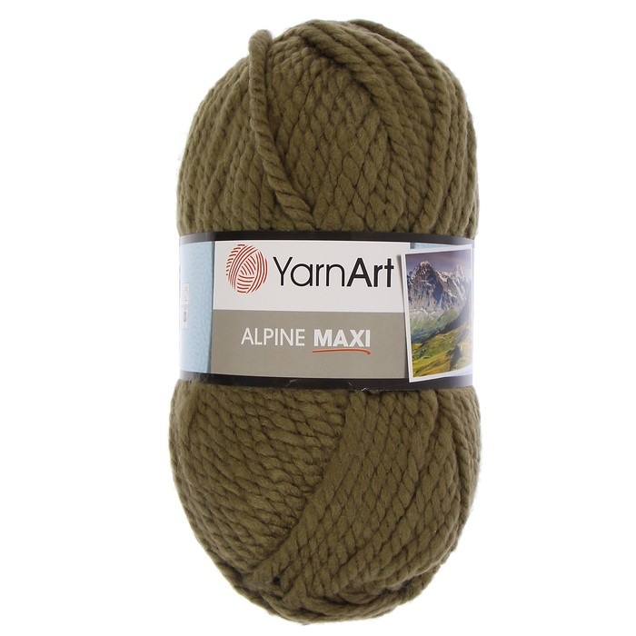 Пряжа "Alpine Maxi" 40% шерсть, 60% акрил 105м/250гр (670 хаки)