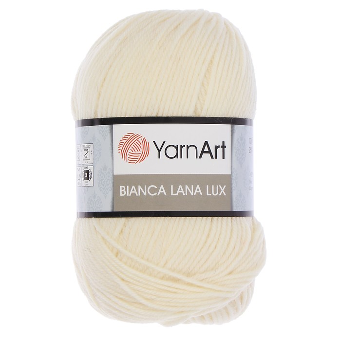 Пряжа "Bianca Lana lux" 100% шерсть 250м/100гр (850 белый)