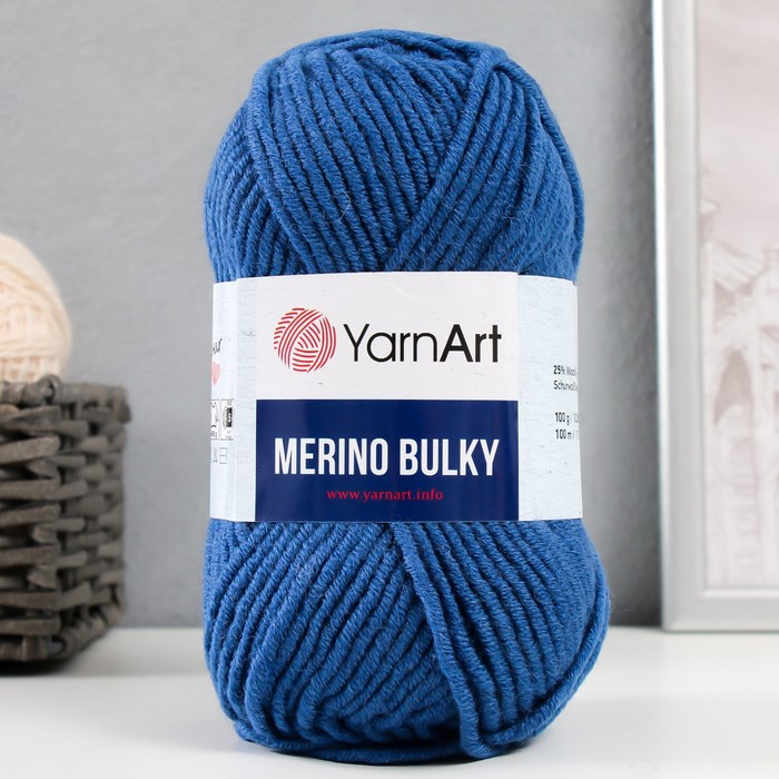 Пряжа "Merino bulky" 30% шерсть 70% акрил 100м/100гр (551 синий джинс)