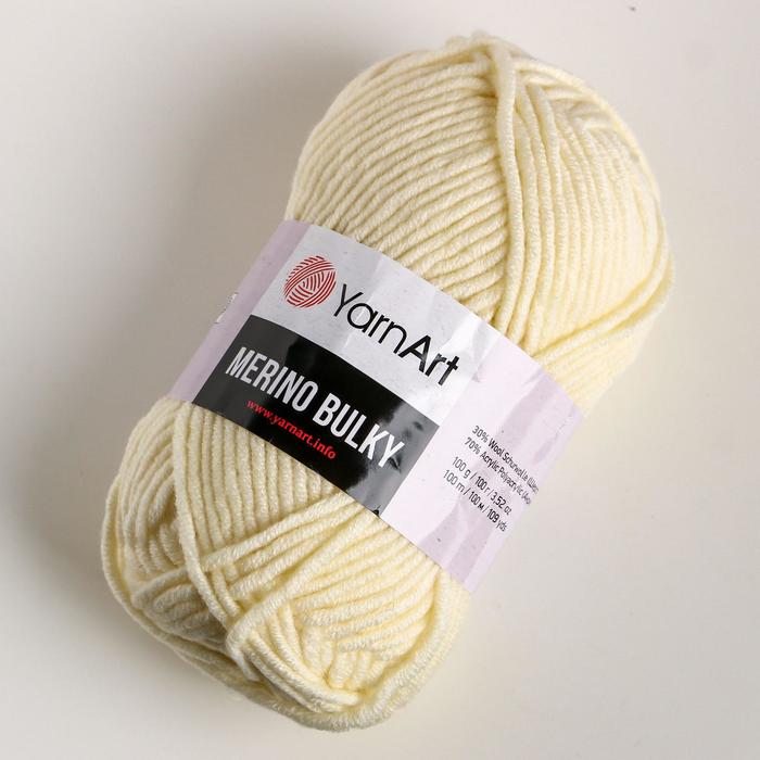 Пряжа "Merino bulky" 30% шерсть 70% акрил 100м/100гр (502 молочн)