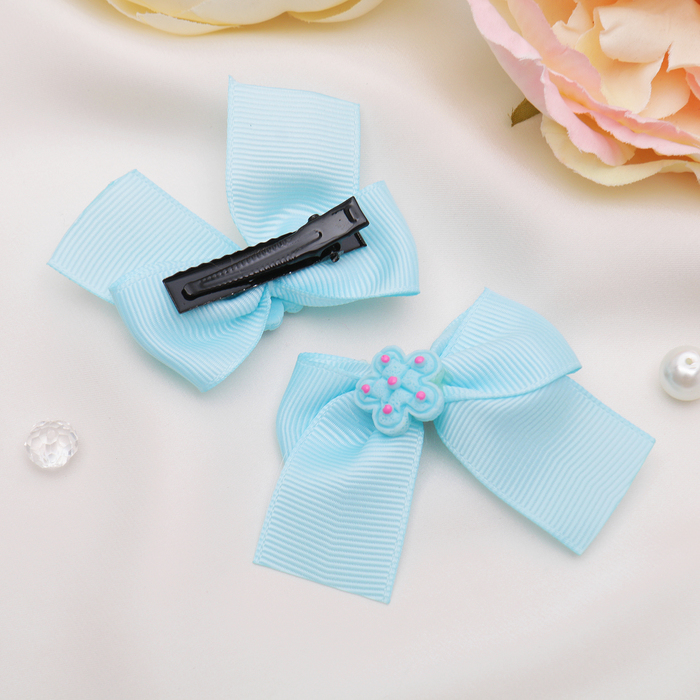 Зажим для волос "Первоклассница" 5,5 см, бант со цветком, микс