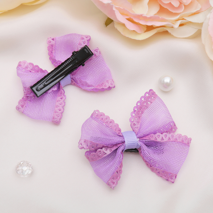 Зажим для волос "Первоклассница" 5 см, бантик-капелька, микс