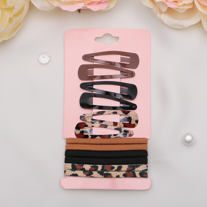 Набор для волос "Прима" (6 резинок, 6 невидимок) пятнистый