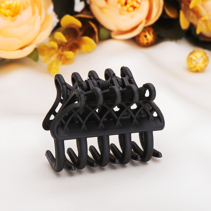 Краб для волос "Чёрный бархат" 4,5 см, сетка