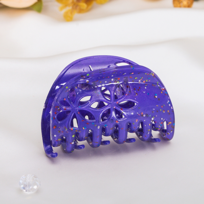 Краб для волос "Фортуна" 6 см, лепестки, блеск, микс