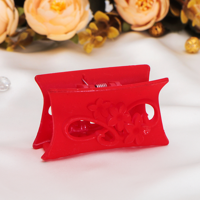 Краб для волос "Фортуна" 6 см, три цветка, матовый, микс