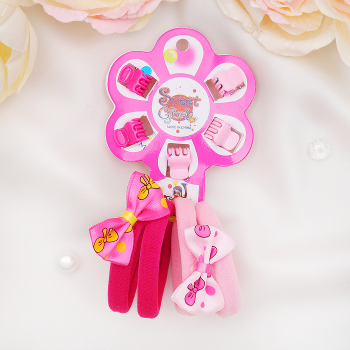 Набор для волос "Круговорот" (5 крабов, 4 резинки) бантики