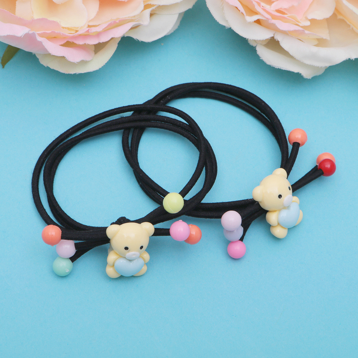 Резинка для волос "Муза" мишки, (цена за пару) микс