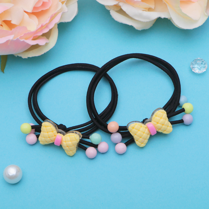 Резинка для волос "Муза" бантики, (цена за пару) микс