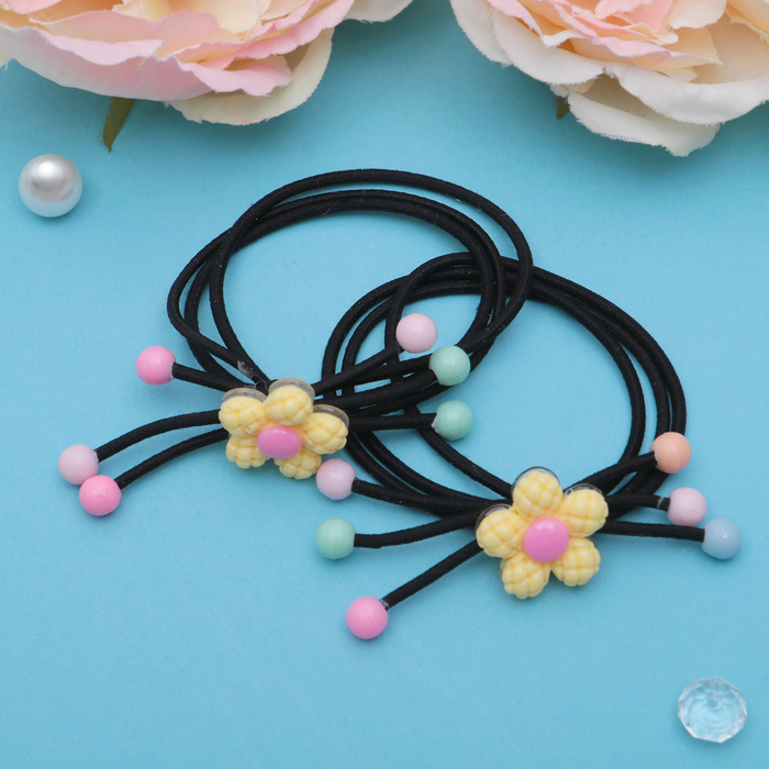 Резинка для волос "Муза" цветок, (цена за пару) микс