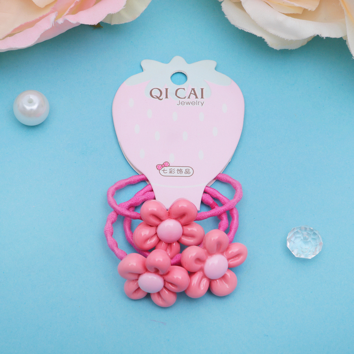 Резинка для волос "Флора" цветок, (набор 3 шт) микс