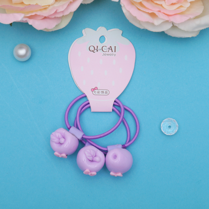 Резинка для волос "Флора" яблочки, (набор 3 шт) микс