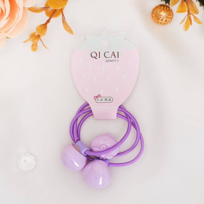 Резинка для волос "Флора" клубничка, (набор 3 шт) микс