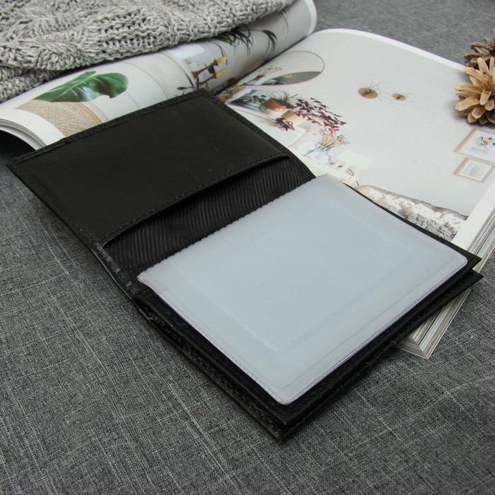 Обложка для автодокументов и паспорта, 4 кармана для карт, крокодил, цвет чёрный