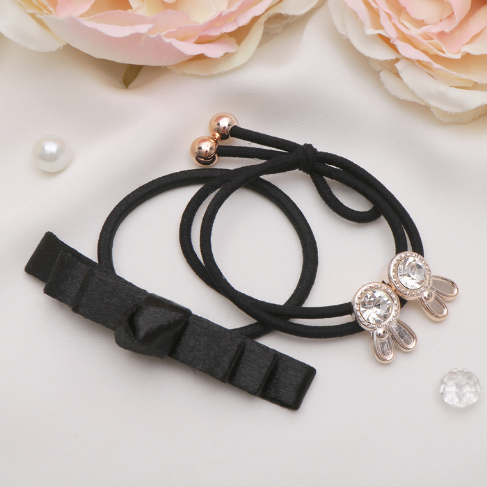 Резинка для волос "Розетта" (набор 2 шт) чёрный бант