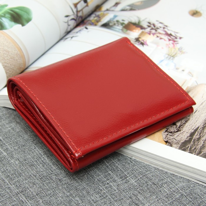 Кошелёк женский, 2 отдела, для карт, для монет, ладья, цвет матовый красный