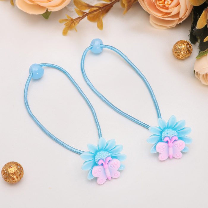 Резинка для волос "Нежность" ромашка с бабочкой, микс