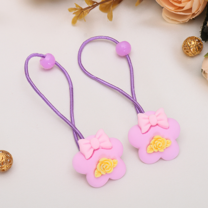 Резинка для волос "Нежность" цветок с бантиком, микс