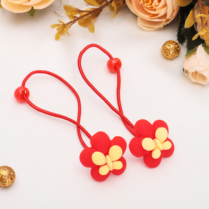 Резинка для волос "Нежность" цветок с бабочкой, микс