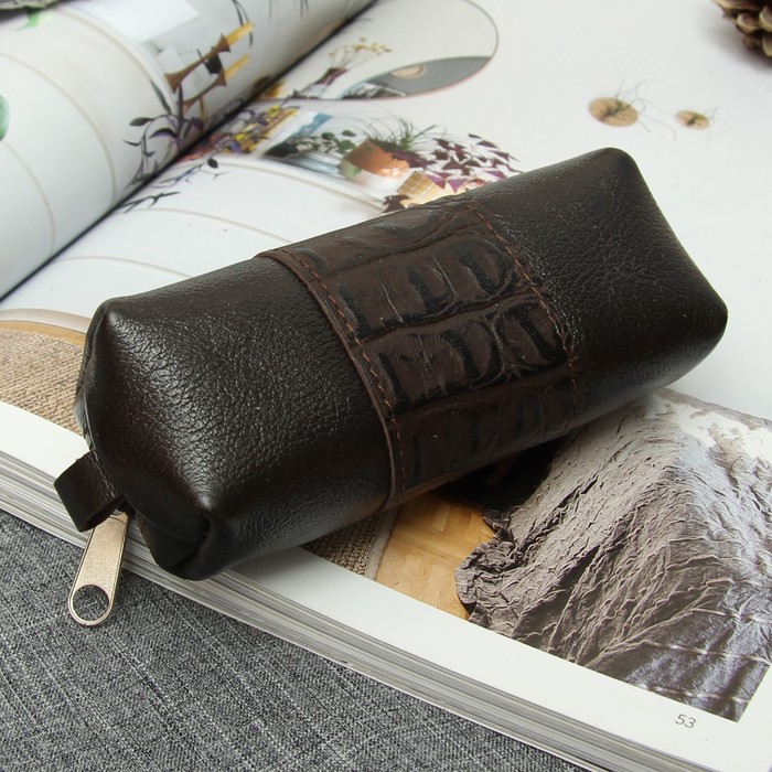 Ключница, отдел на молнии, кольцо, крокодил, цвет коричневый