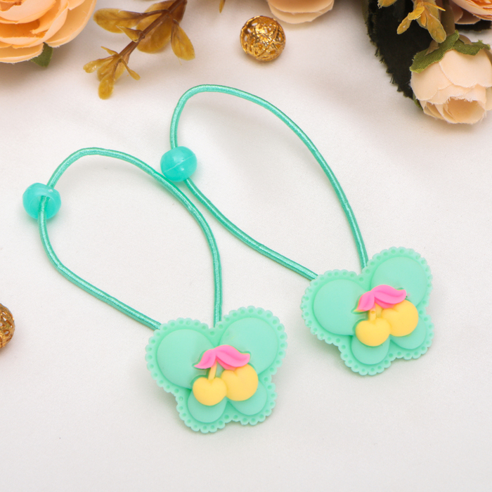 Резинка для волос "Нежность" вишенки на бабочке, микс