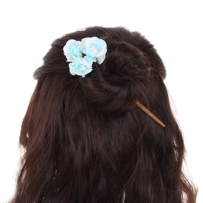 Гавайская палочка для волос "Цветы", цвет бело-голубой