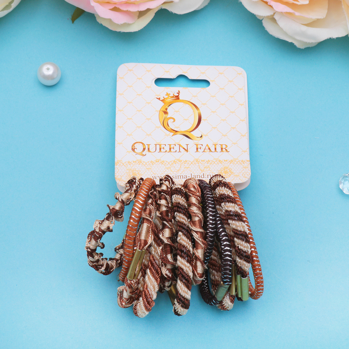 Резинка для волос "Тофи" (набор 12 шт) объём, коричневые