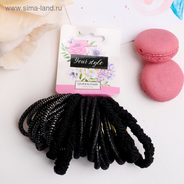 фото Резинка для волос "тофи" (набор 20 шт) объём, чёрные queen fair