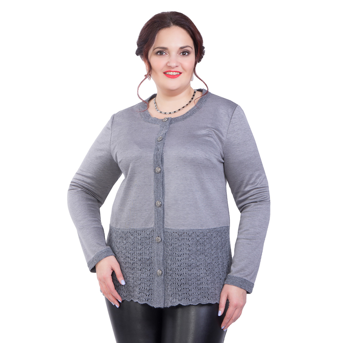 Блуза женская, размер 60, цвет серый