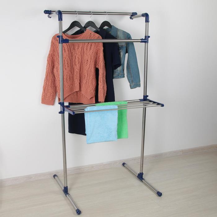 Стойка-сушилка для одежды на колесах телескопическая 142x43x156 см