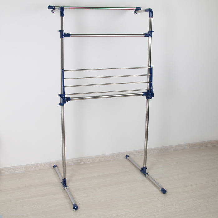 Стойка-сушилка для одежды на колесах телескопическая 142x43x156 см