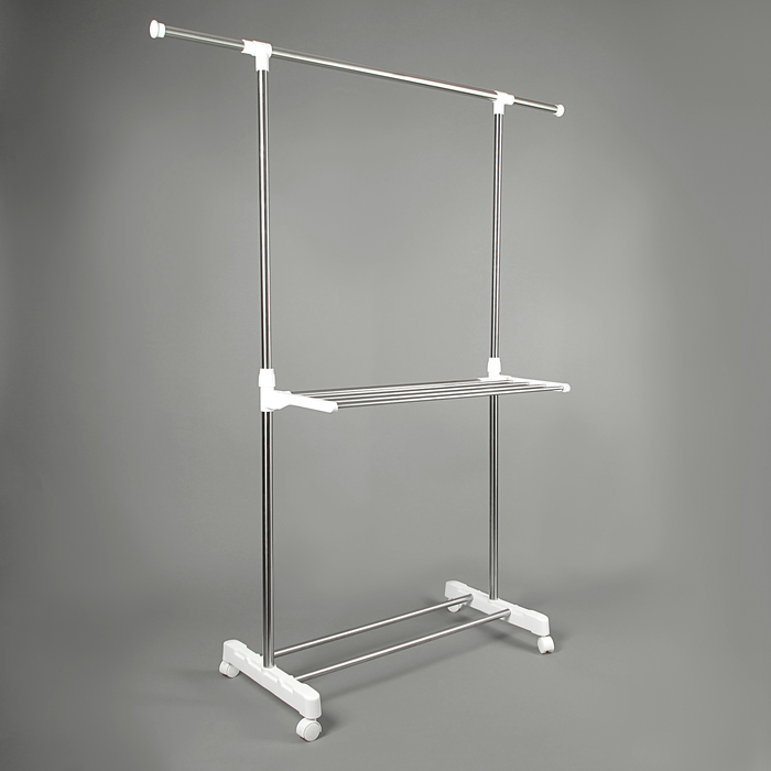 Стойка-сушилка для одежды на колесах телескопическая 142x43x156 см