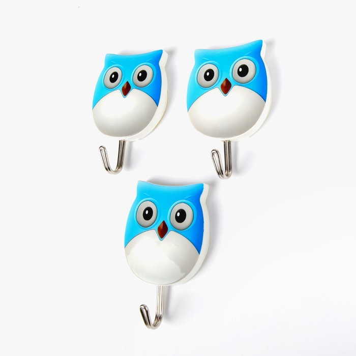 Набор крючков на липучке "Совы. Лягушки" 3 шт, цвет МИКС