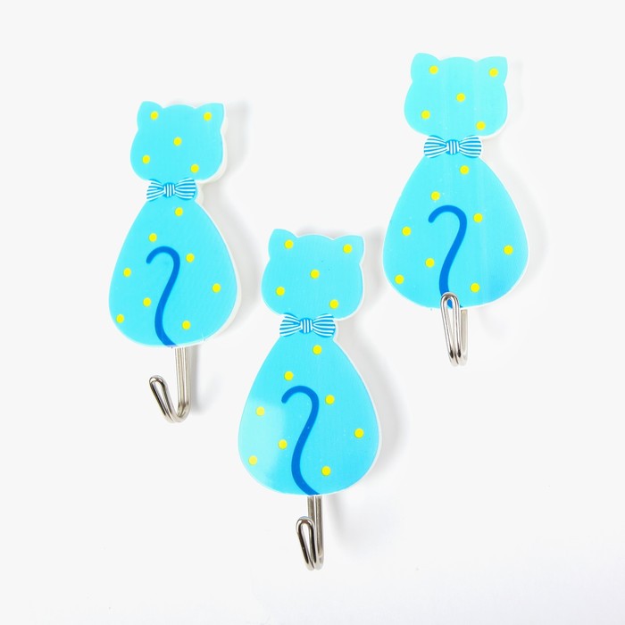 Набор крючков на липучке "Котики" 3 шт, цвет МИКС