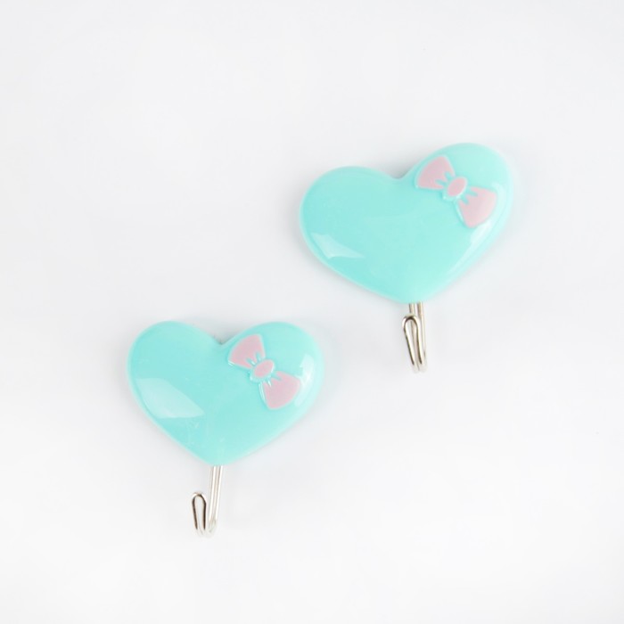 Набор крючков на липучке "Сердечки" 2 шт, цвет МИКС