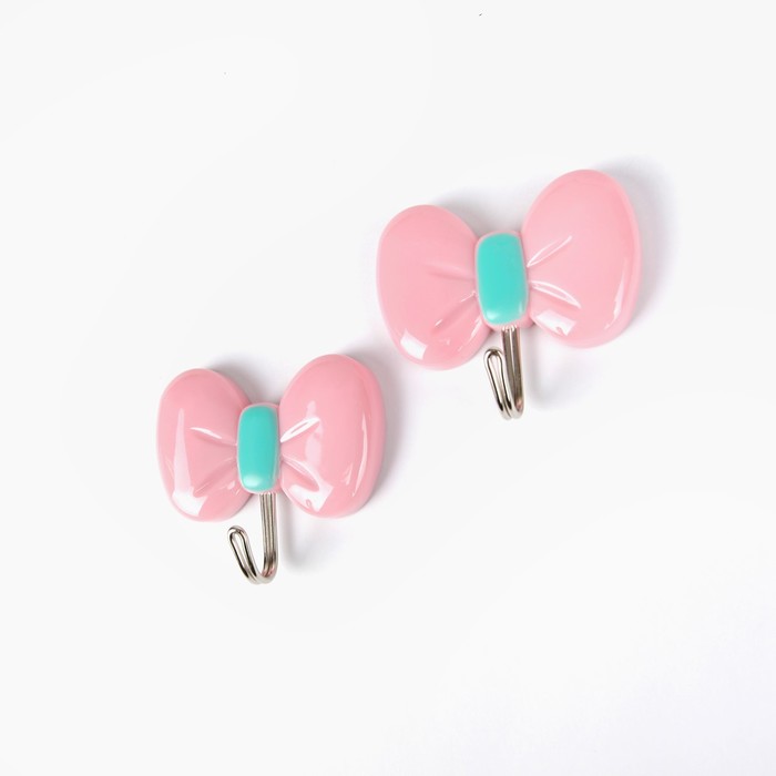 Набор крючков на липучке "Бантики" 2 шт, цвет МИКС