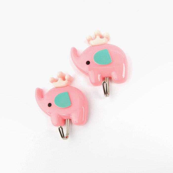 Набор крючков на липучке "Слоники" 2 шт, цвет МИКС