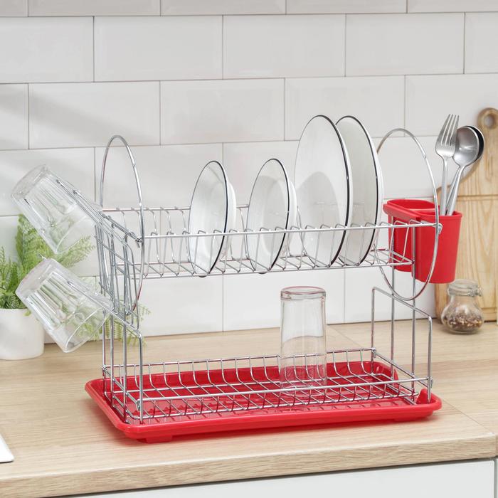Сушилка для посуды, 2 яруса, цвет микс