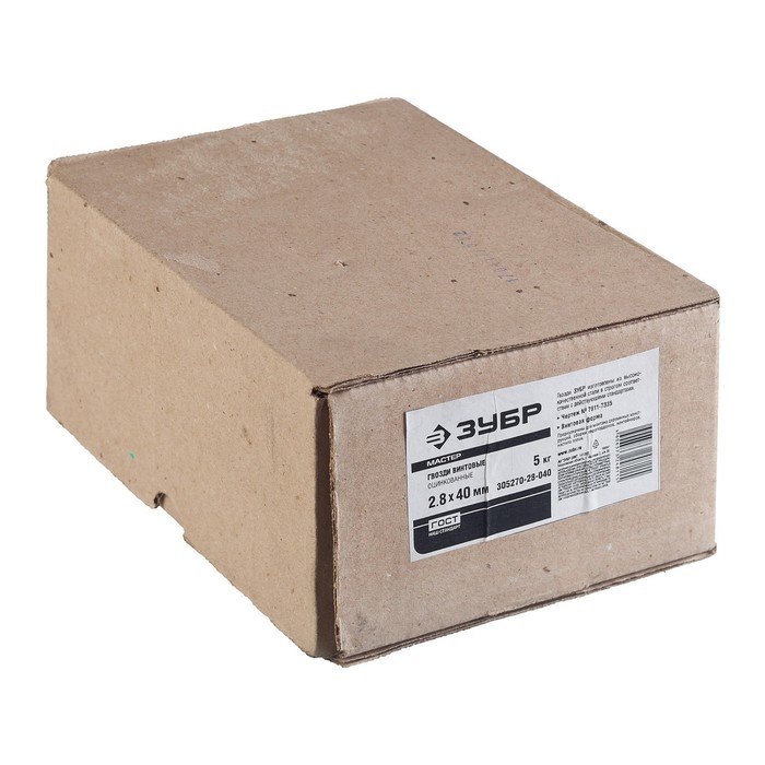 Гвозди винтовые "ЗУБР Мастер", 2.8 × 40 мм, оцинкованные, в упаковке 5 кг