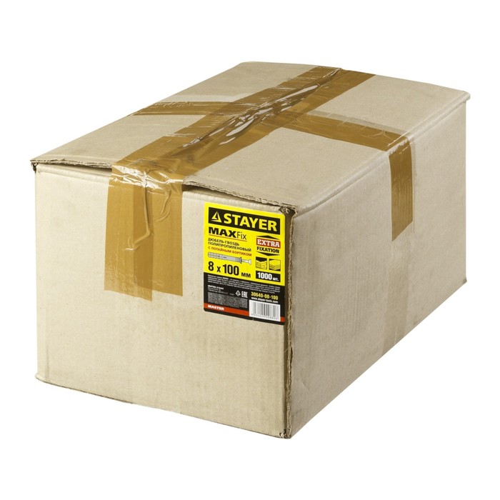 Дюбель-гвоздь STAYER Master, 8 x 100 мм, потайной бортик, полипропилен., 1000 шт.