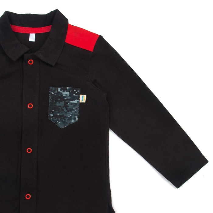 Рубашка для мальчика, рост 92 см, цвет чёрный/карбон милитари Рб-200_М
